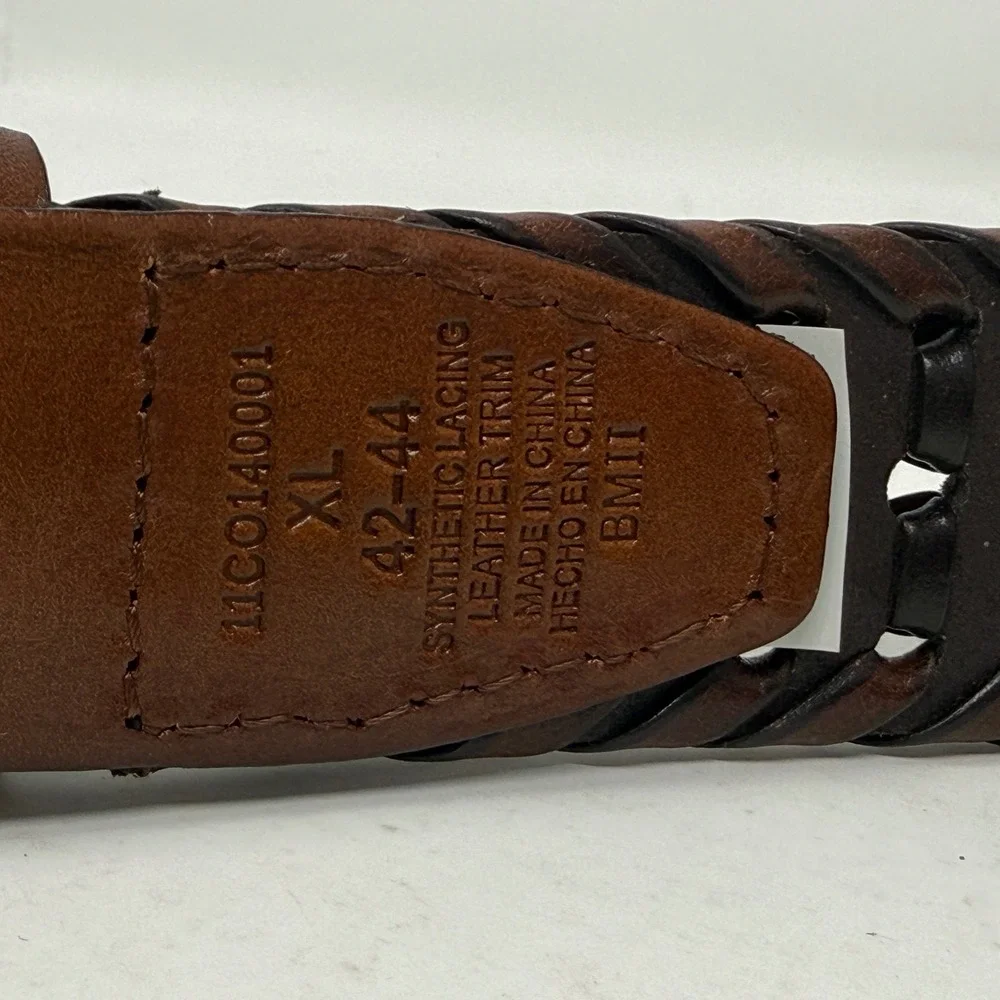 Columbia Mens Braided Leather Trim Belt Brown Black XL 42-44 11CO140001
